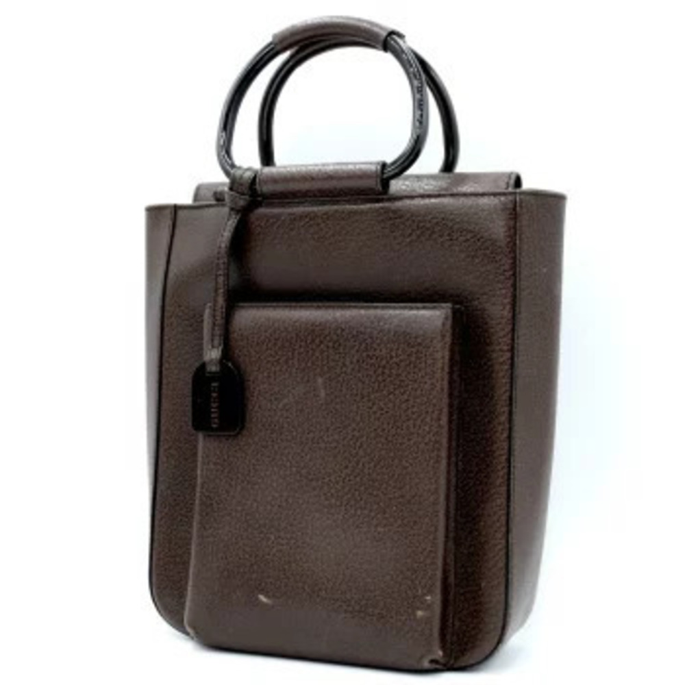 Gucci Leather Bamboo Ring Handle Brown
